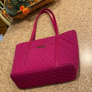 Vera Bradley Quilted Tote Fuchsia Shoulder Bag Purse